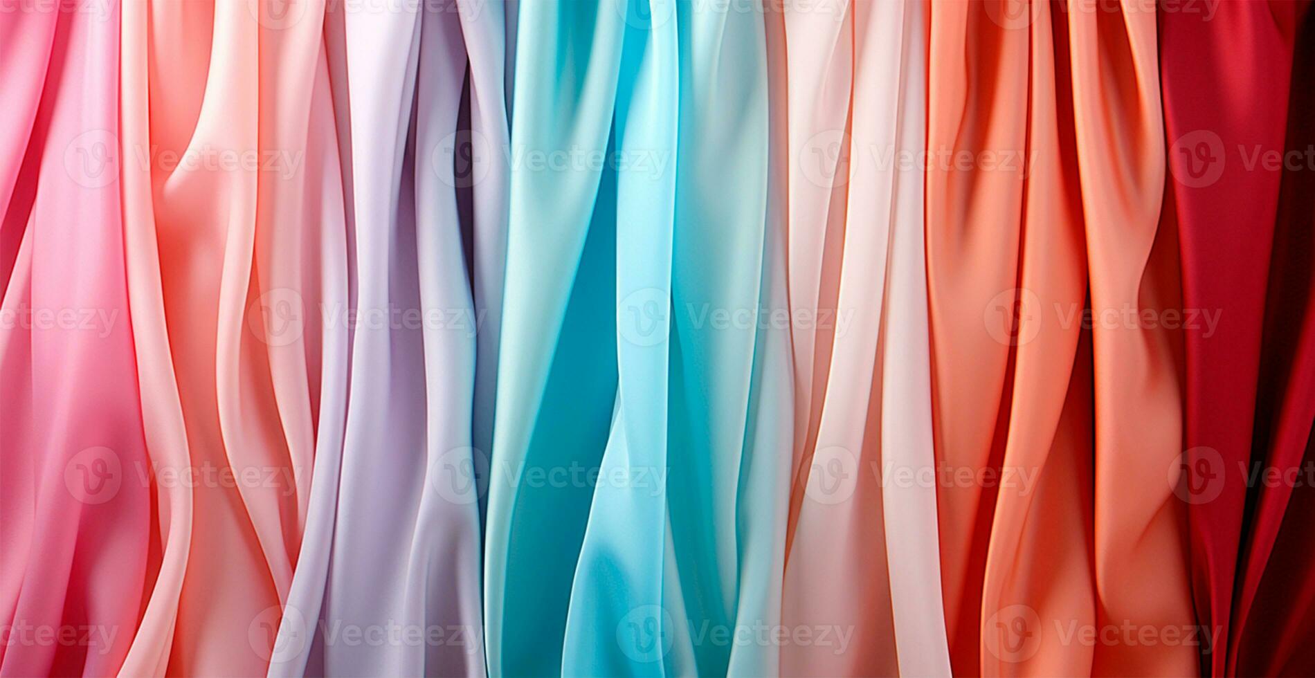 AI generated Colored silk fabric, panoramic background - AI generated image photo