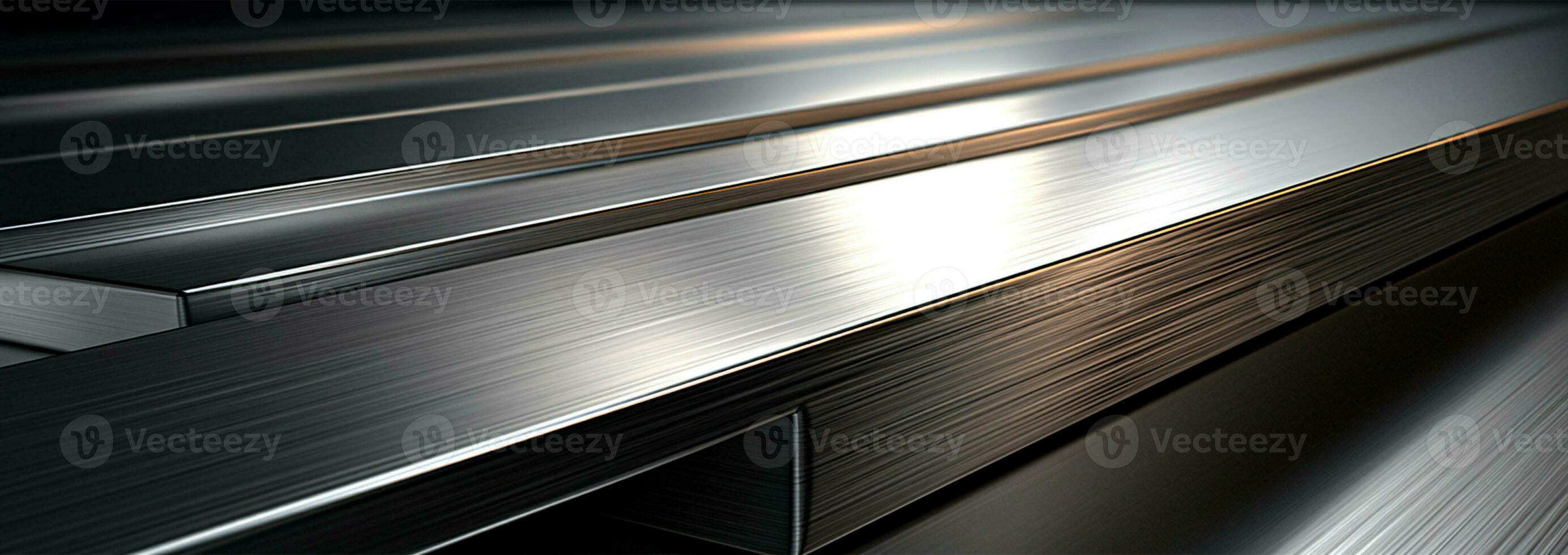 AI generated Panoramic metal texture, steel silver background - AI generated image photo