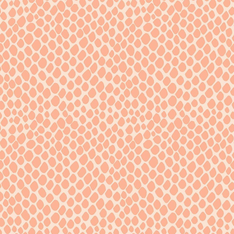 Snake skin seamless pattern with color of year 2024 Peach Fuzz. Texture of scales of crocodile, alligator, lizard, reptile. Fashion and luxury textile design. For print, banner, cover, wrapping paper. vector