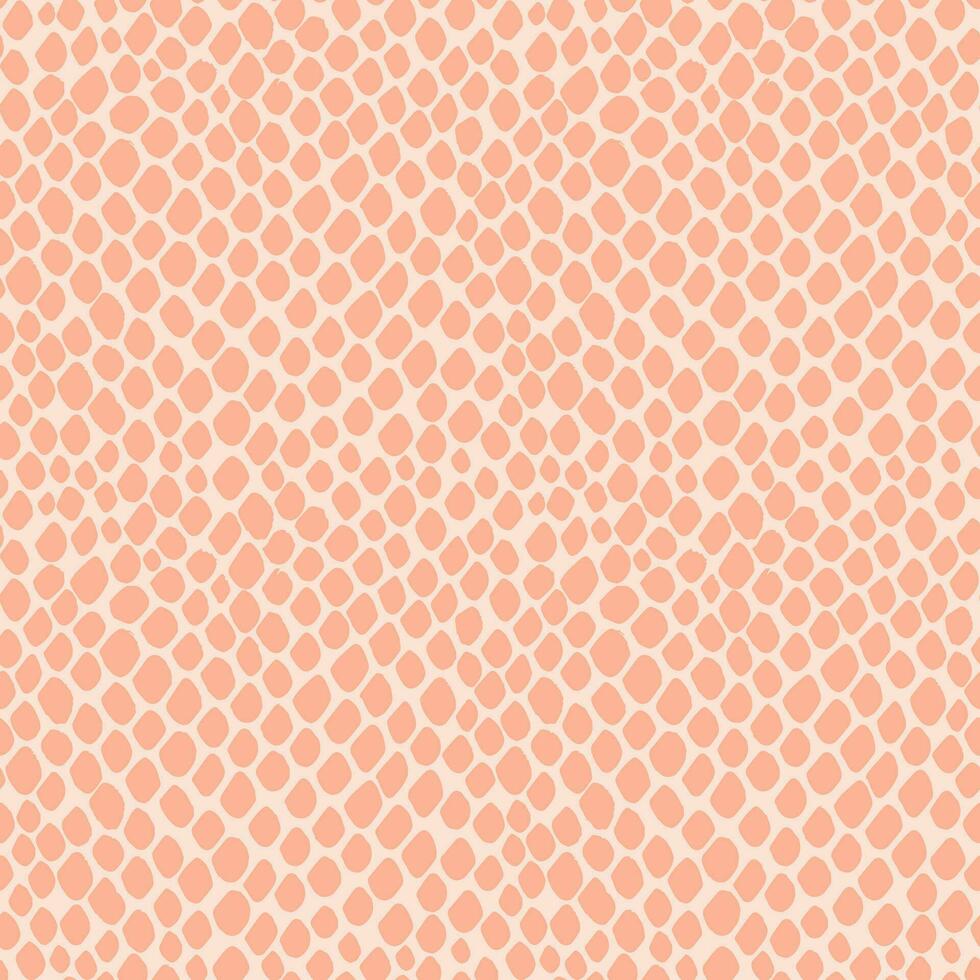 Snake skin seamless pattern with color of year 2024 Peach Fuzz. Texture of scales of crocodile, alligator, lizard, reptile. Fashion and luxury textile design. For print, banner, cover, wrapping paper. vector