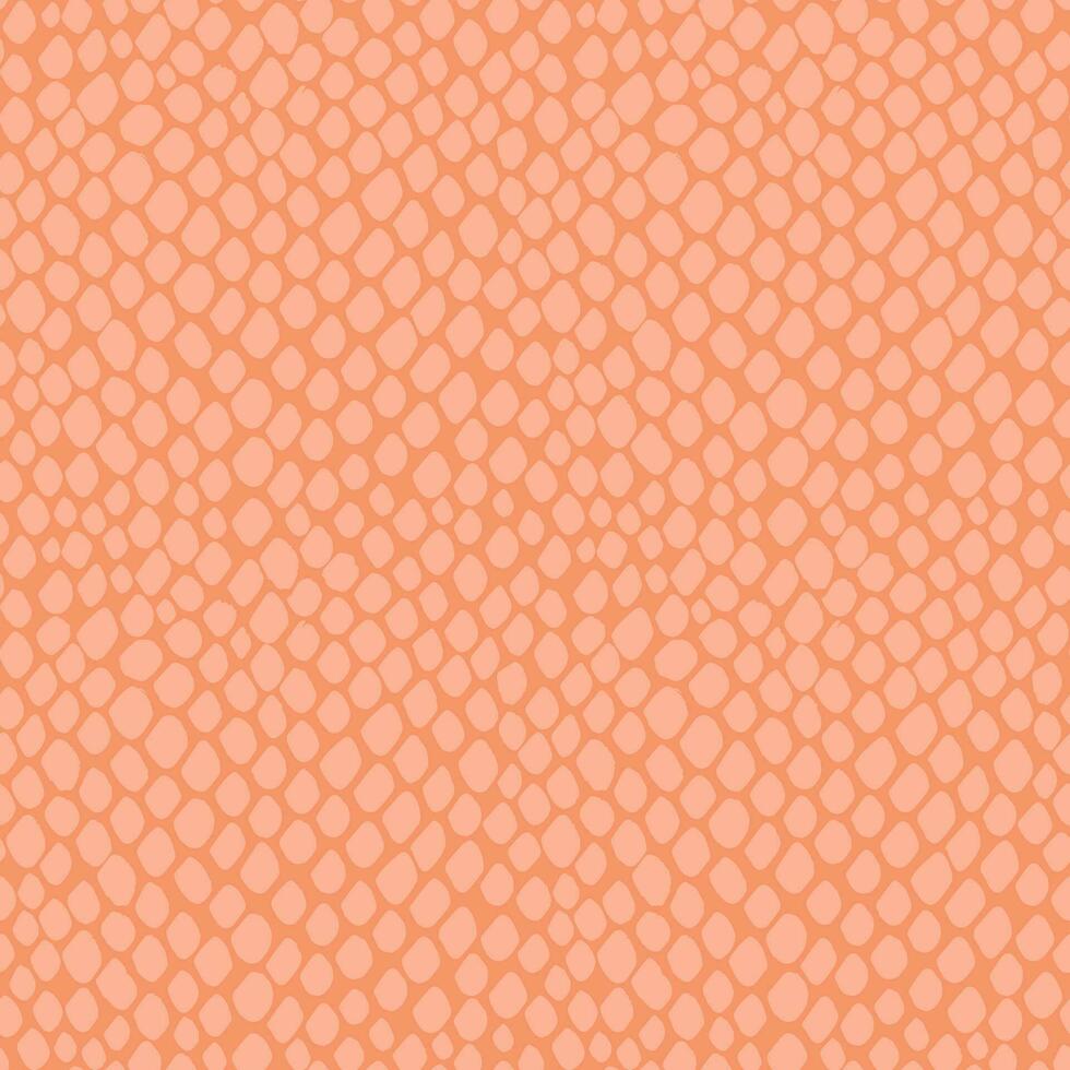 Snake skin seamless pattern with color of year 2024 Peach Fuzz. Texture of scales of crocodile, alligator, lizard, reptile. Fashion and luxury textile design. For print, banner, cover, wrapping paper. vector