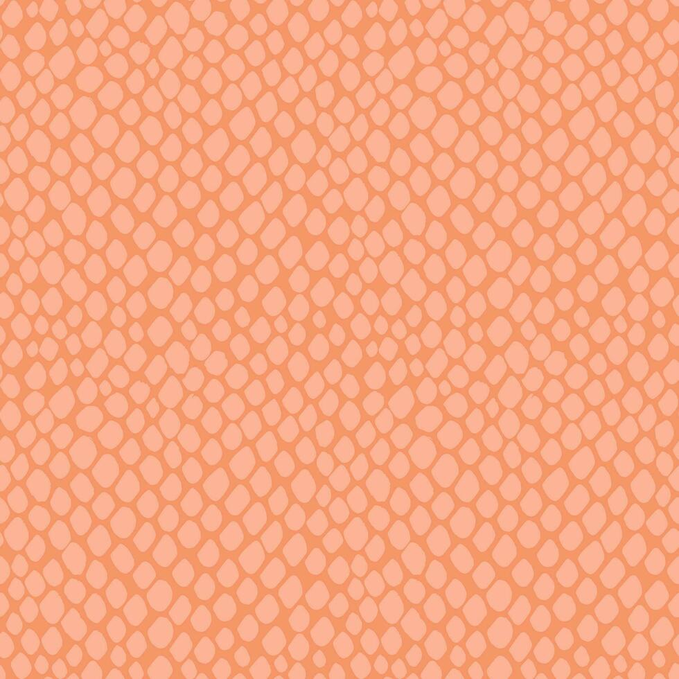 Snake skin seamless pattern with color of year 2024 Peach Fuzz. Texture of scales of crocodile, alligator, lizard, reptile. Fashion and luxury textile design. For print, banner, cover, wrapping paper. vector