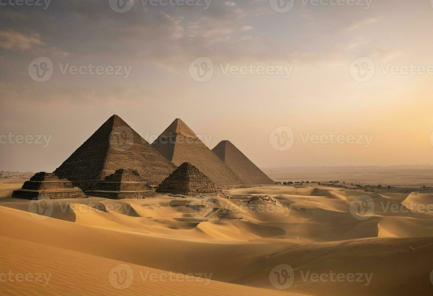 ai generado playa de hora explorador de egipto majestuoso pirámides foto