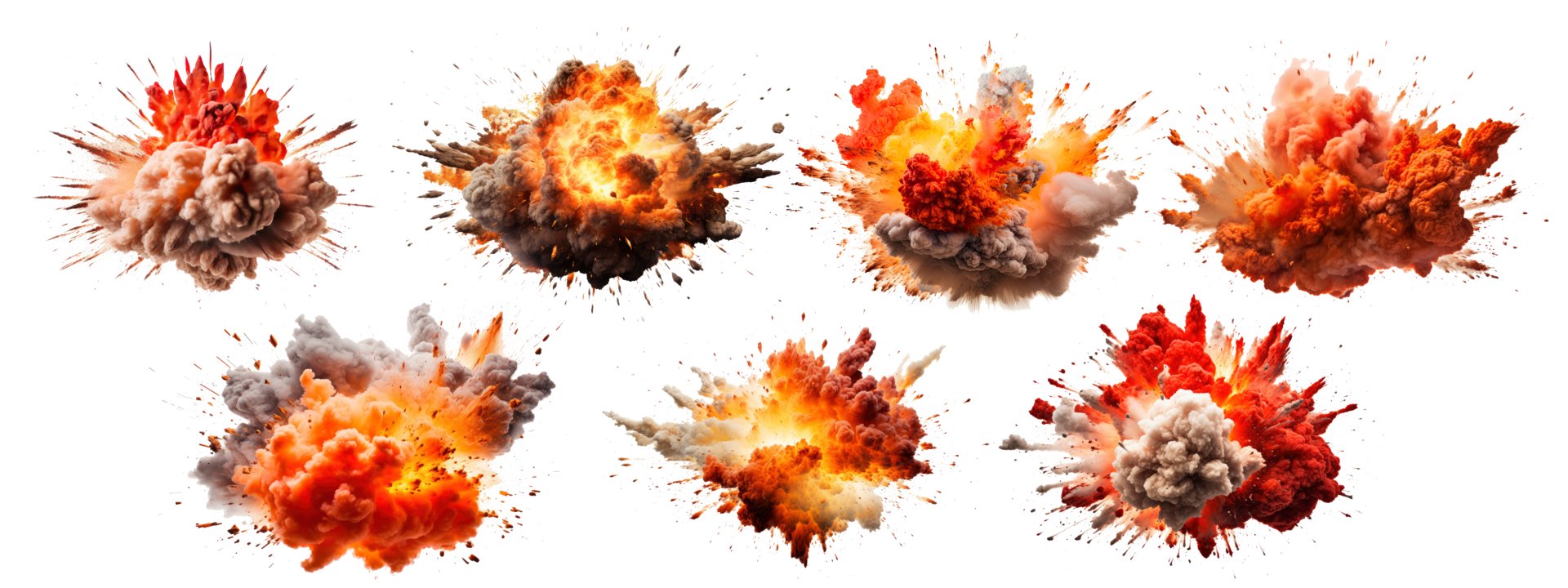 AI generated A group of explosion isolated on a transparent background. png