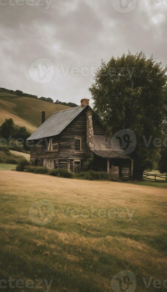 AI generated Embracing Tranquility A Glimpse of the Rural Farmhouse Haven photo