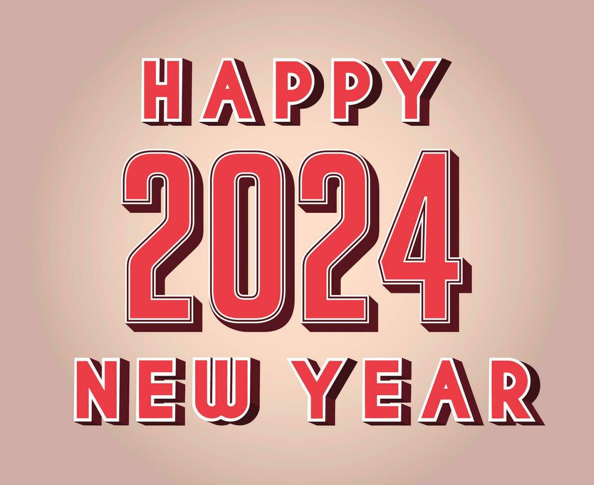 Happy New Year 2024 Abstract Maroon Graphic Design Vector Logo Symbol Illustration With Pink Background