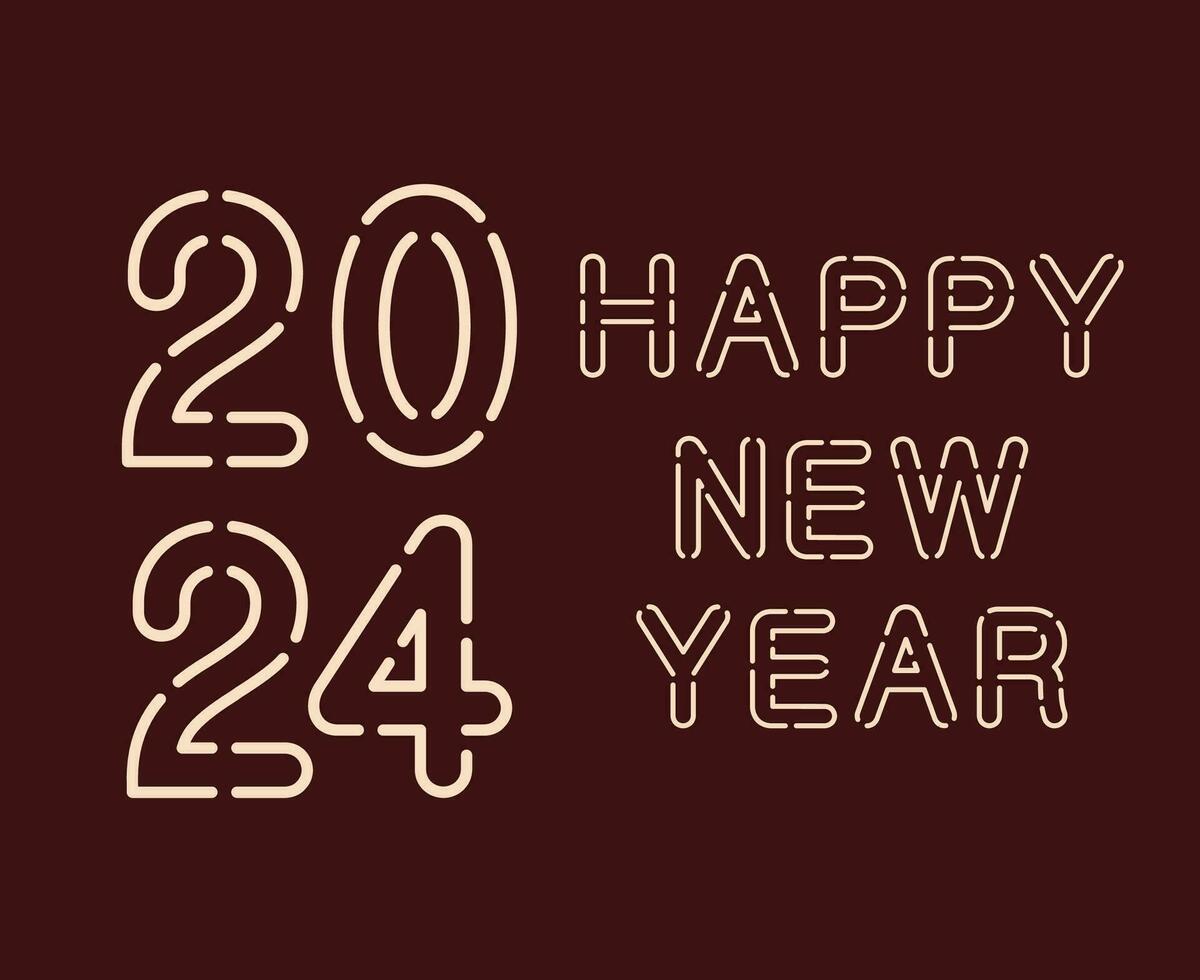 Happy New Year 2024 Abstract White Graphic Design Vector Logo Symbol Illustration With Maroon Background