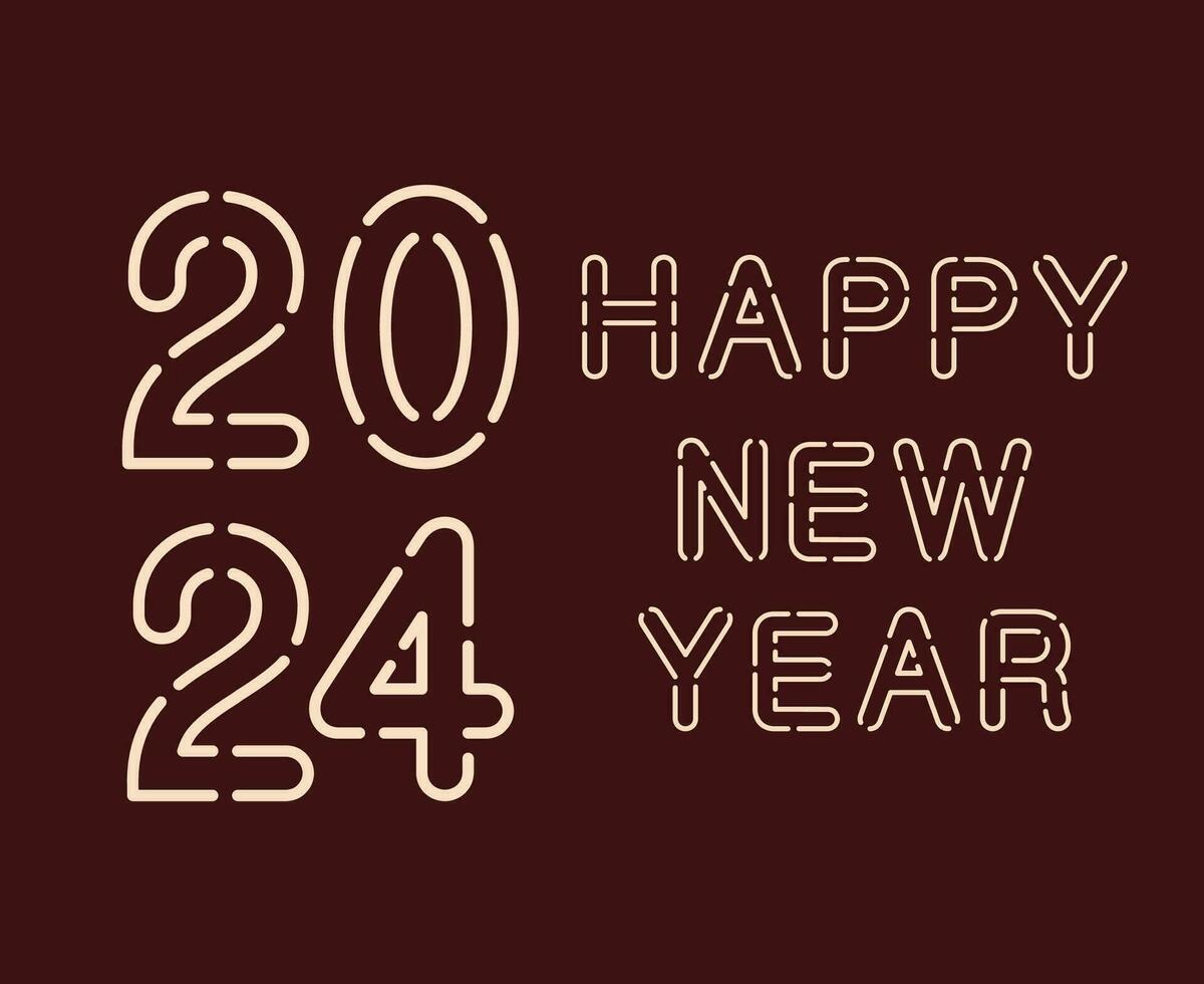 Happy New Year 2024 Abstract White Graphic Design Vector Logo Symbol Illustration With Maroon Background