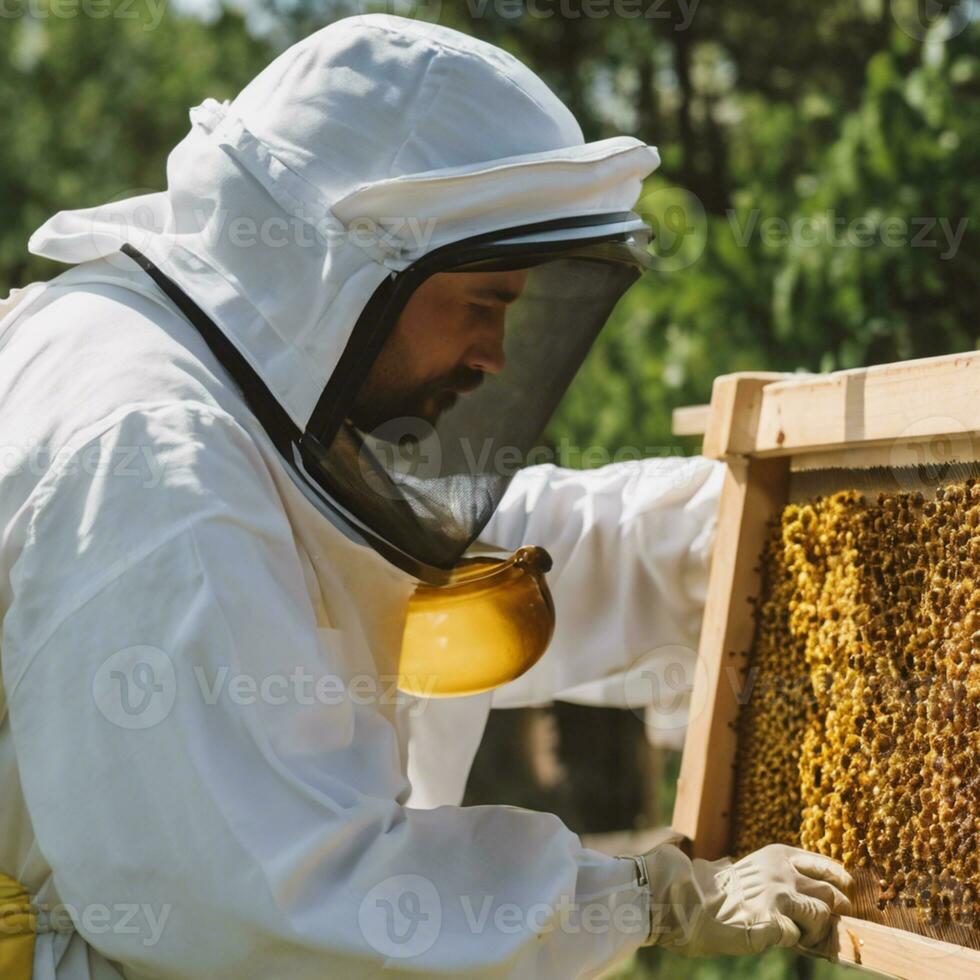 AI generated Golden Elixir The Beekeeper's Jar of Honey photo