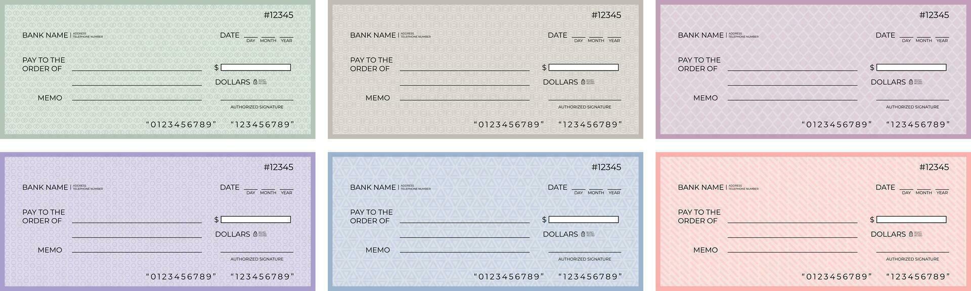 Blank bank cheque and checkbook cheque editable template design set vector