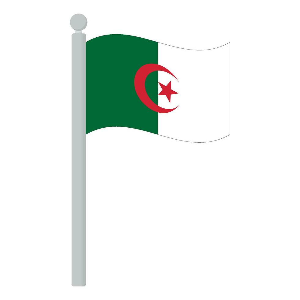 Flag of Algeria on flagpole isolated vector