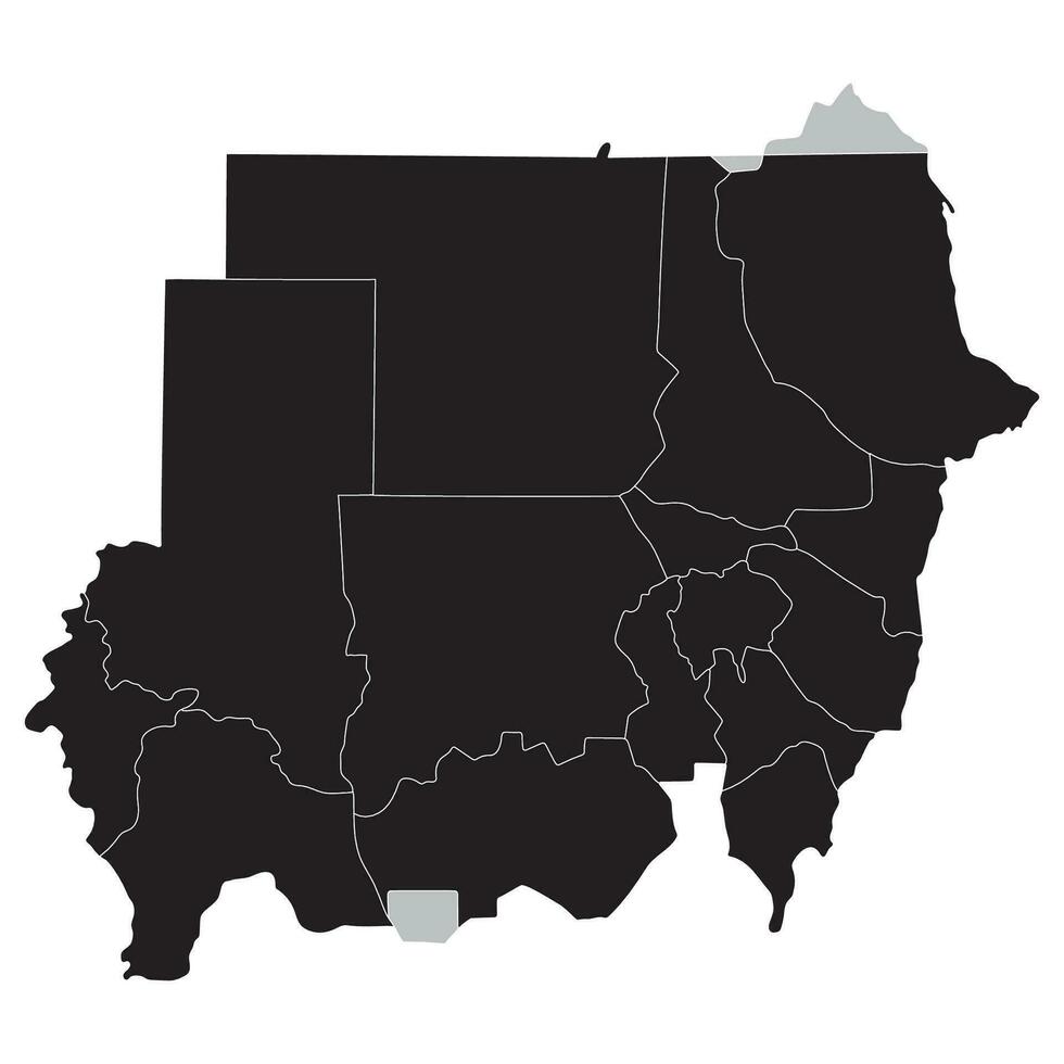 Sudan map. Map of Sudan in administrative states in black color vector