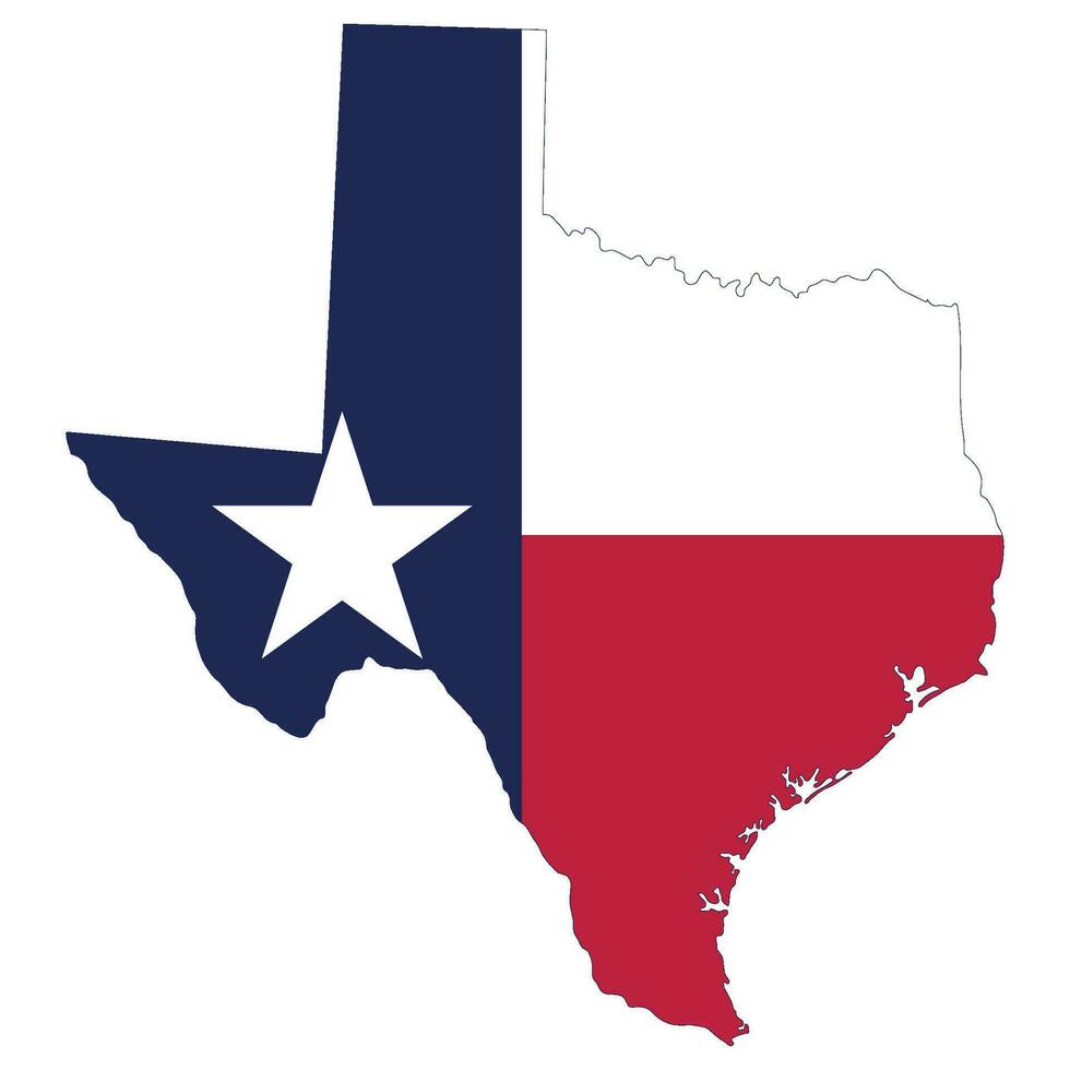 State of Texas with Texas flag. US map vector