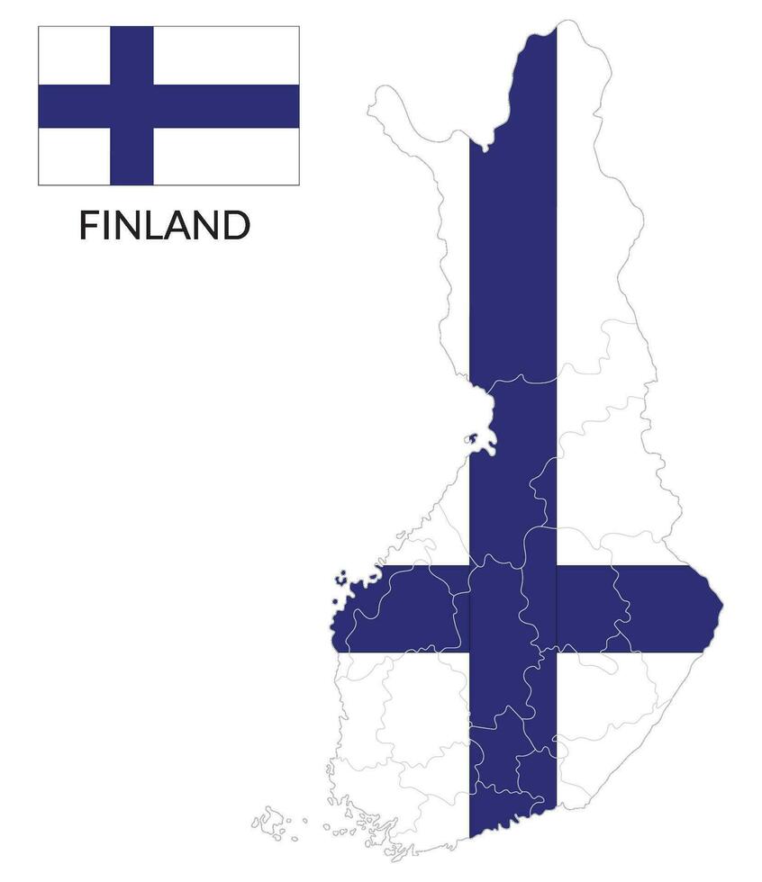 Finland map. Map of Finland with Finland flag vector