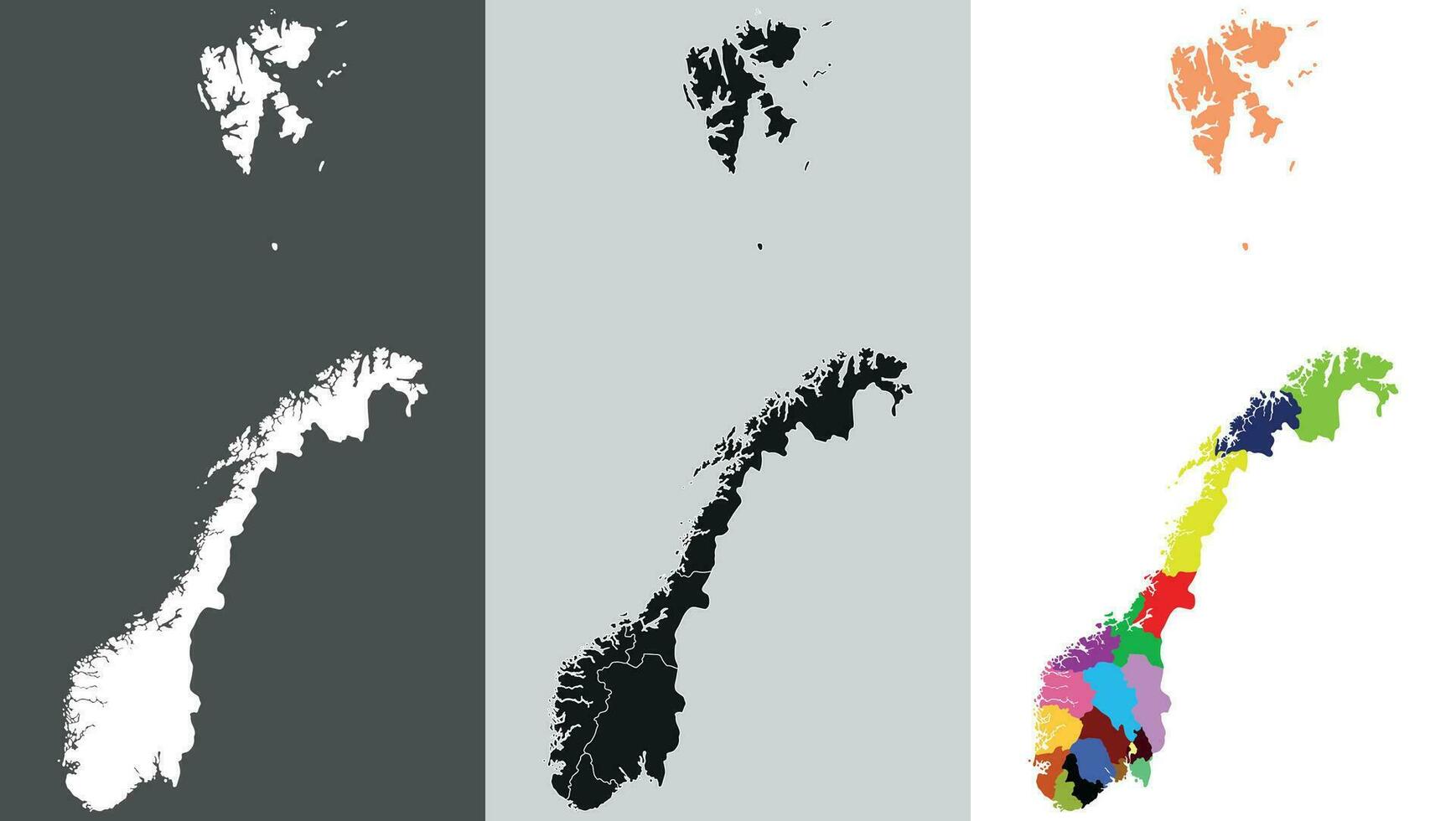 Norway map. Map of Norway in set vector