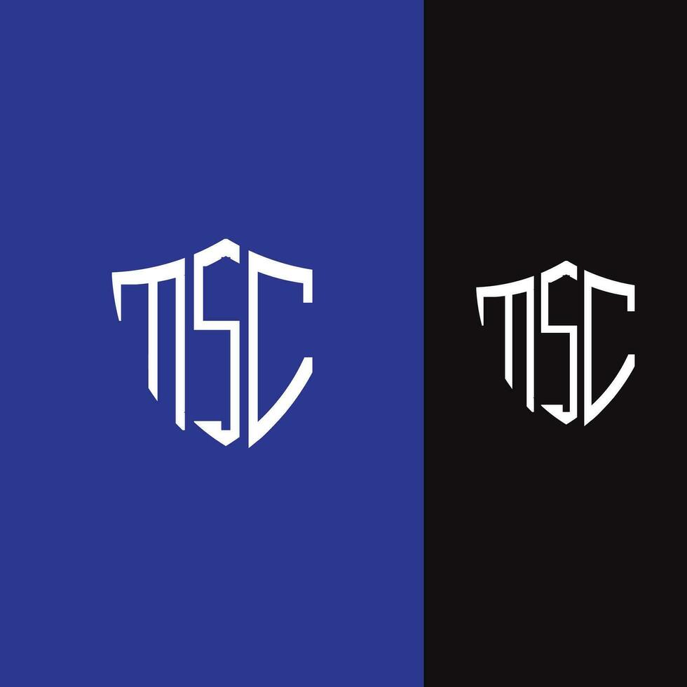 TSC Letter and Security Icon Logo Vector Professional Abstract Monogram Logo Design Symbol