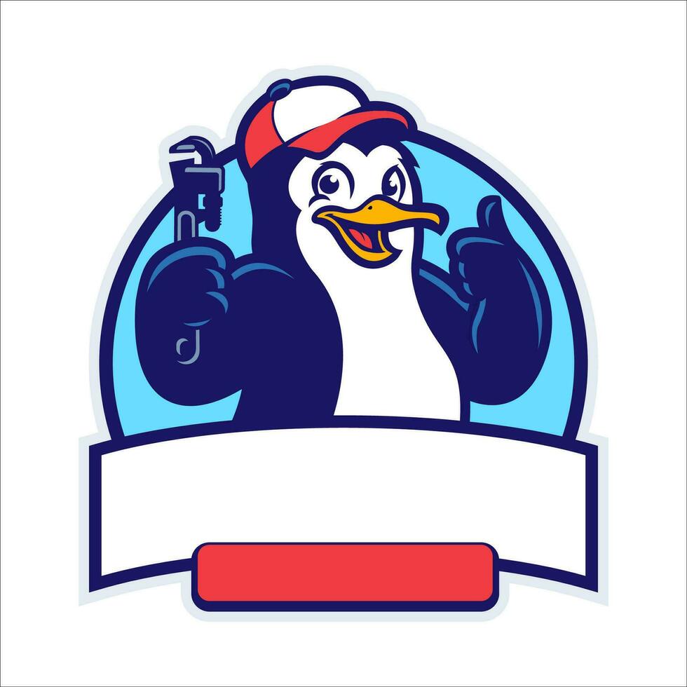 pingüino plomería mascota logo modelo vector