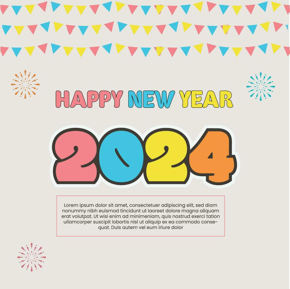Happy new year bubbly colorful background, greeting template, celebration card, vector