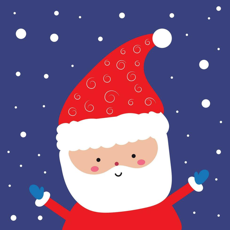 Merry Christmas and Happy New Year greeting card with cute Santa Claus vector