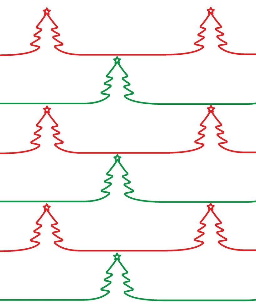 vector sin costura modelo con Navidad arboles rojo y verde líneas diseño en blanco antecedentes. Navidad y nuevo año envoltura diseño