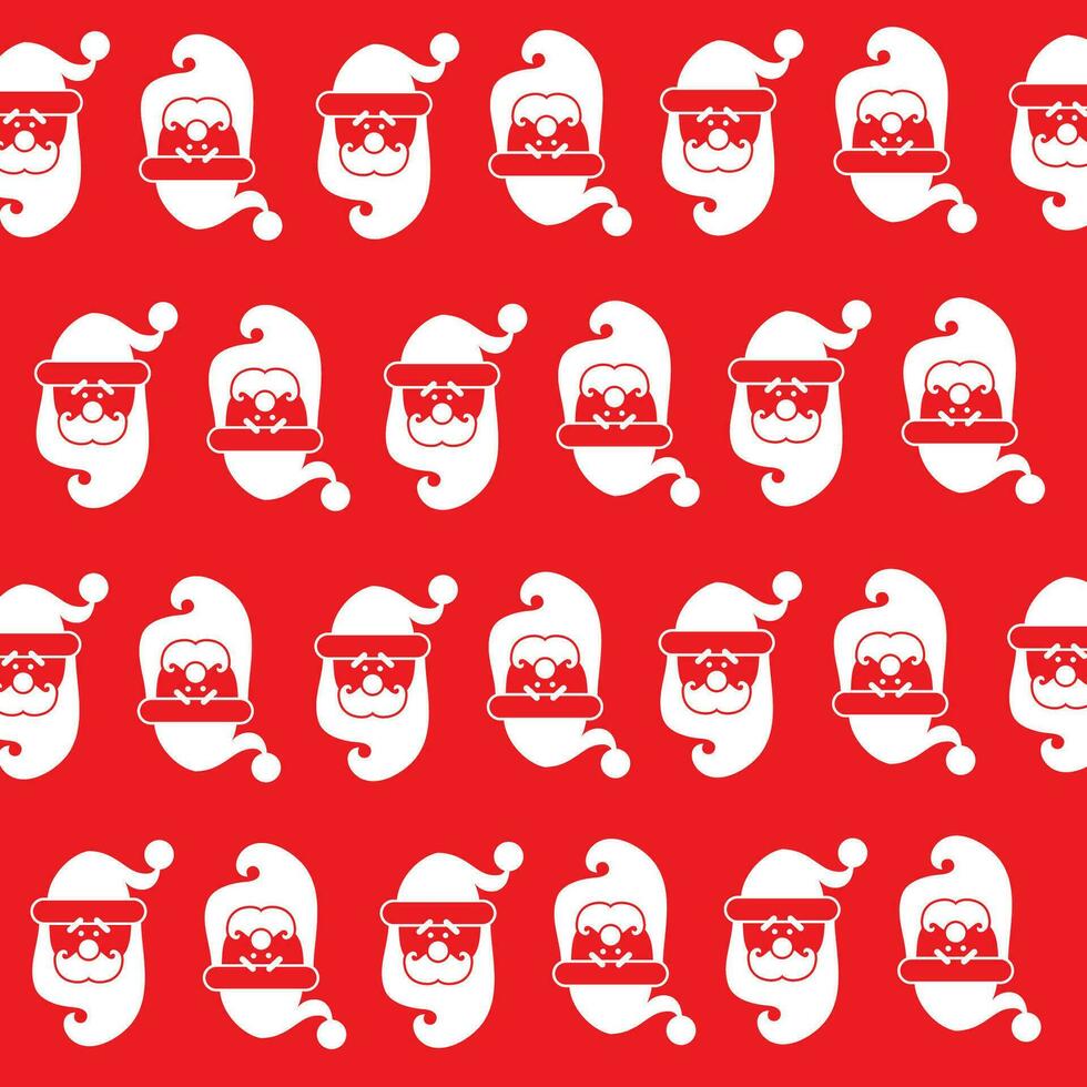 Christmas season pattern design hand drawn santa claus pattern on red background vector