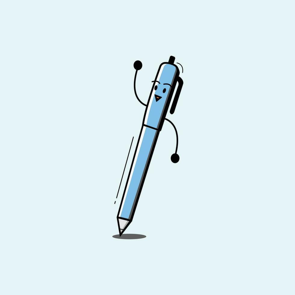 CUTE BLUE PEN CHARACTER MODERN ICON vector