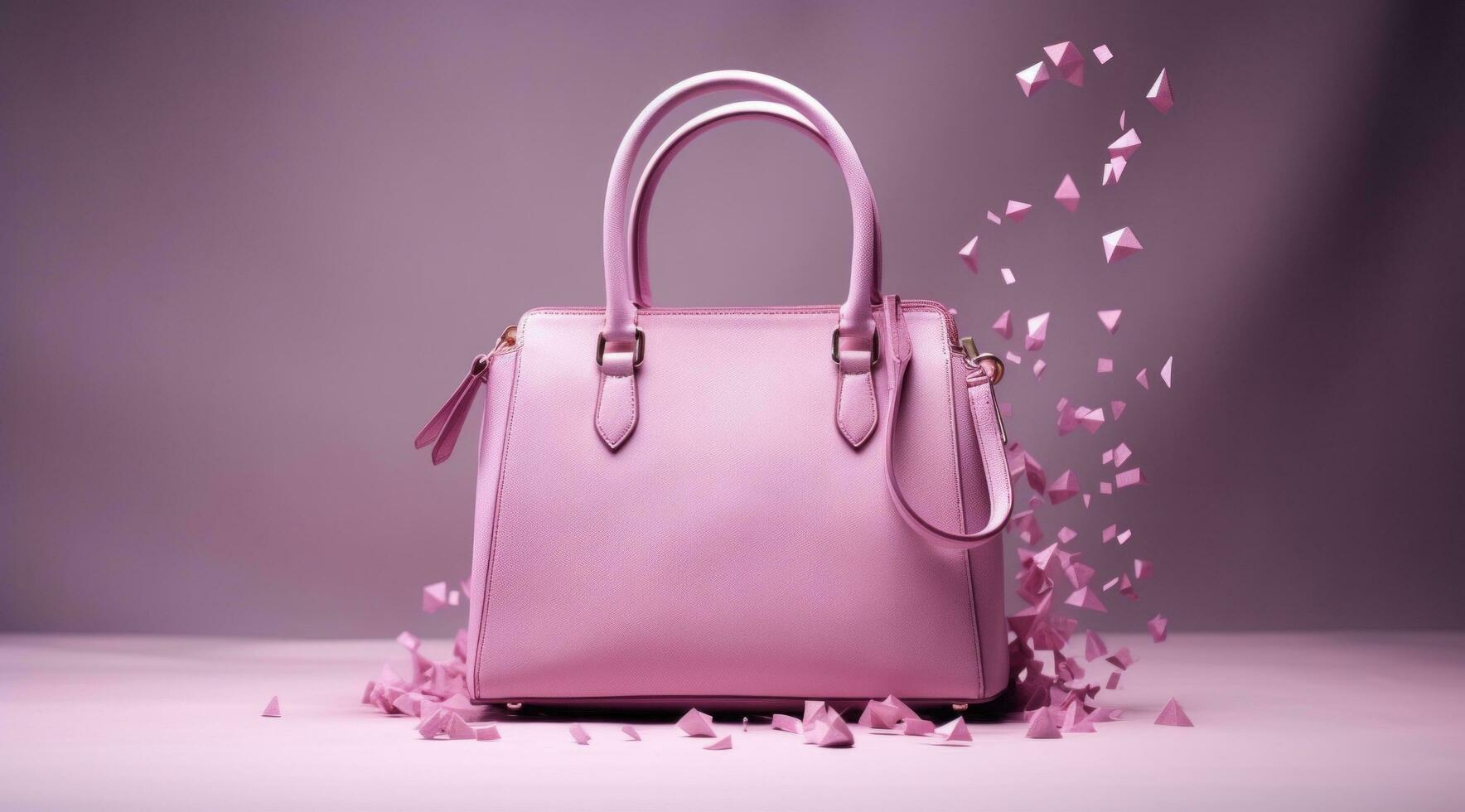 AI generated pink faux leather handbag photo
