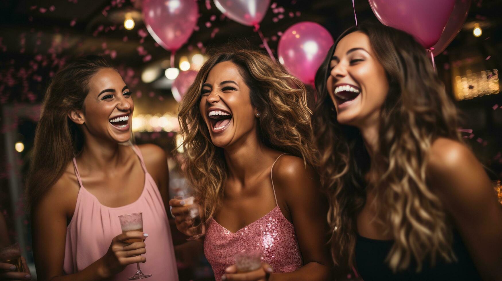 AI generated Adult birthday bash in a trendy setting, featuring laughter, cocktails, and festive ambiance photo