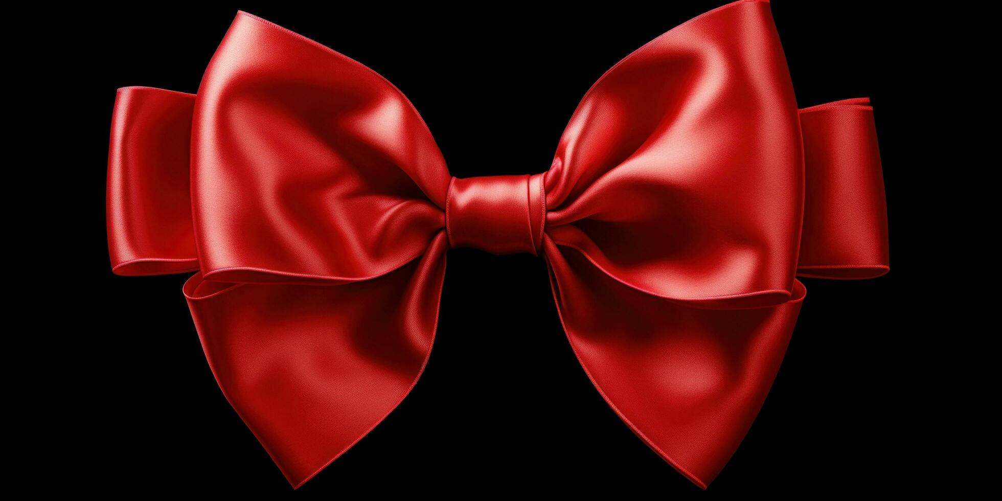 AI generated red satin bow on white background photo
