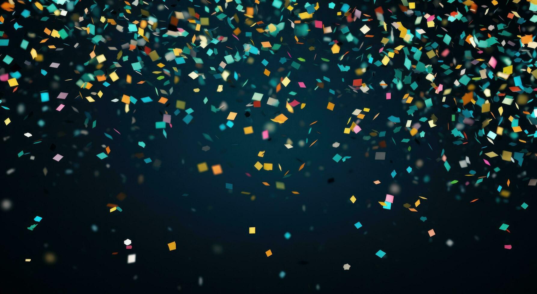 AI generated colorful confetti is falling down in front of a dark background photo