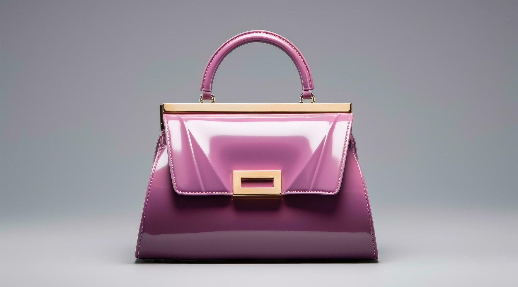 AI generated a pink handbag with a handle on gray background photo