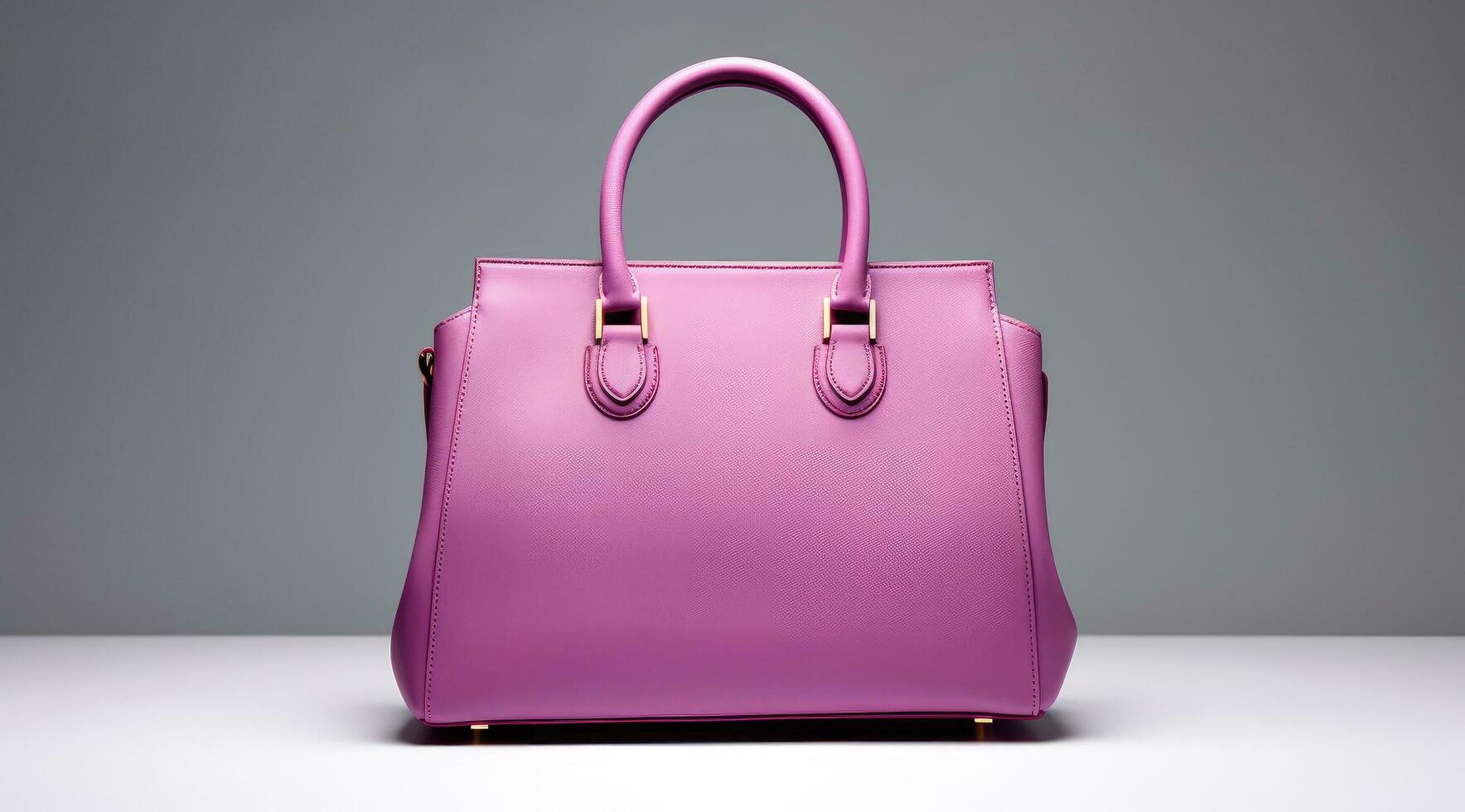 AI generated a pink handbag with a handle on gray background photo