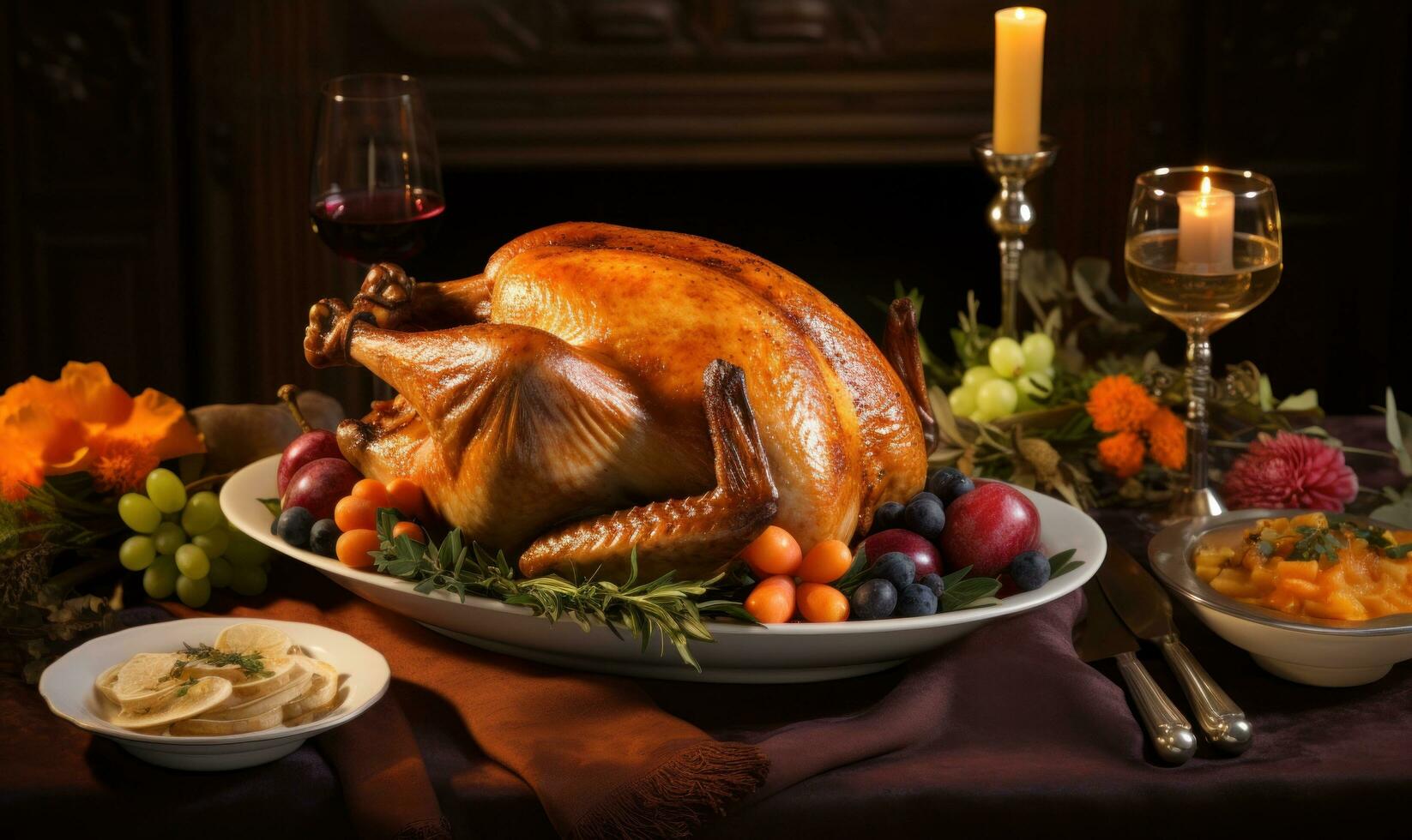 AI generated this Thanksgiving turkey evokes warm, fuzzy feelings on the inside and the exterior photo