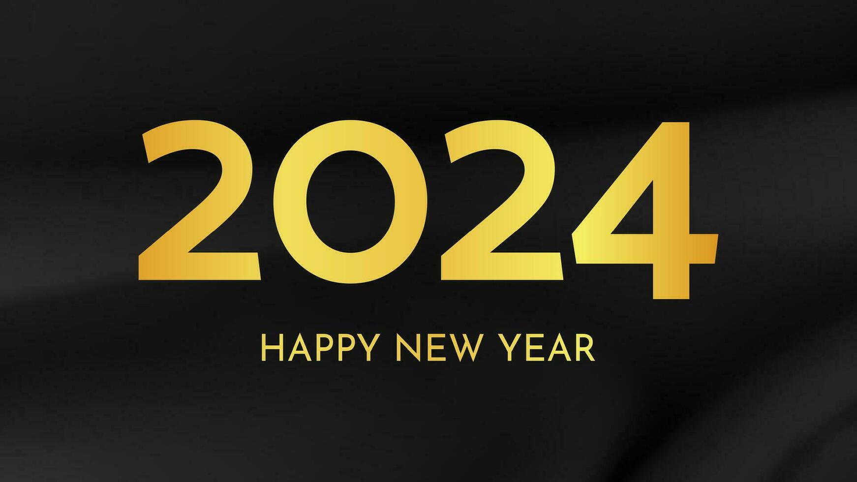 2024 Happy New Year on dark silk background vector