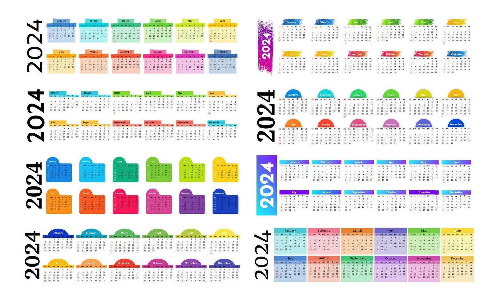 Calendar for 2024 isolated on a white background vector