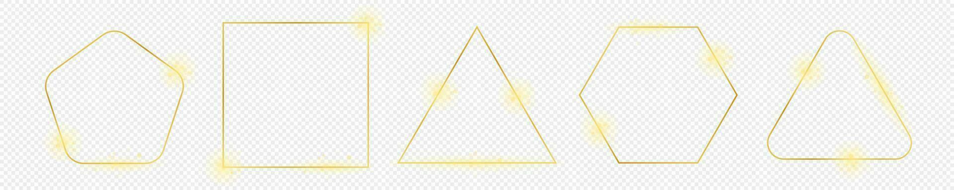 Gold glowing different geometric shape frame vector