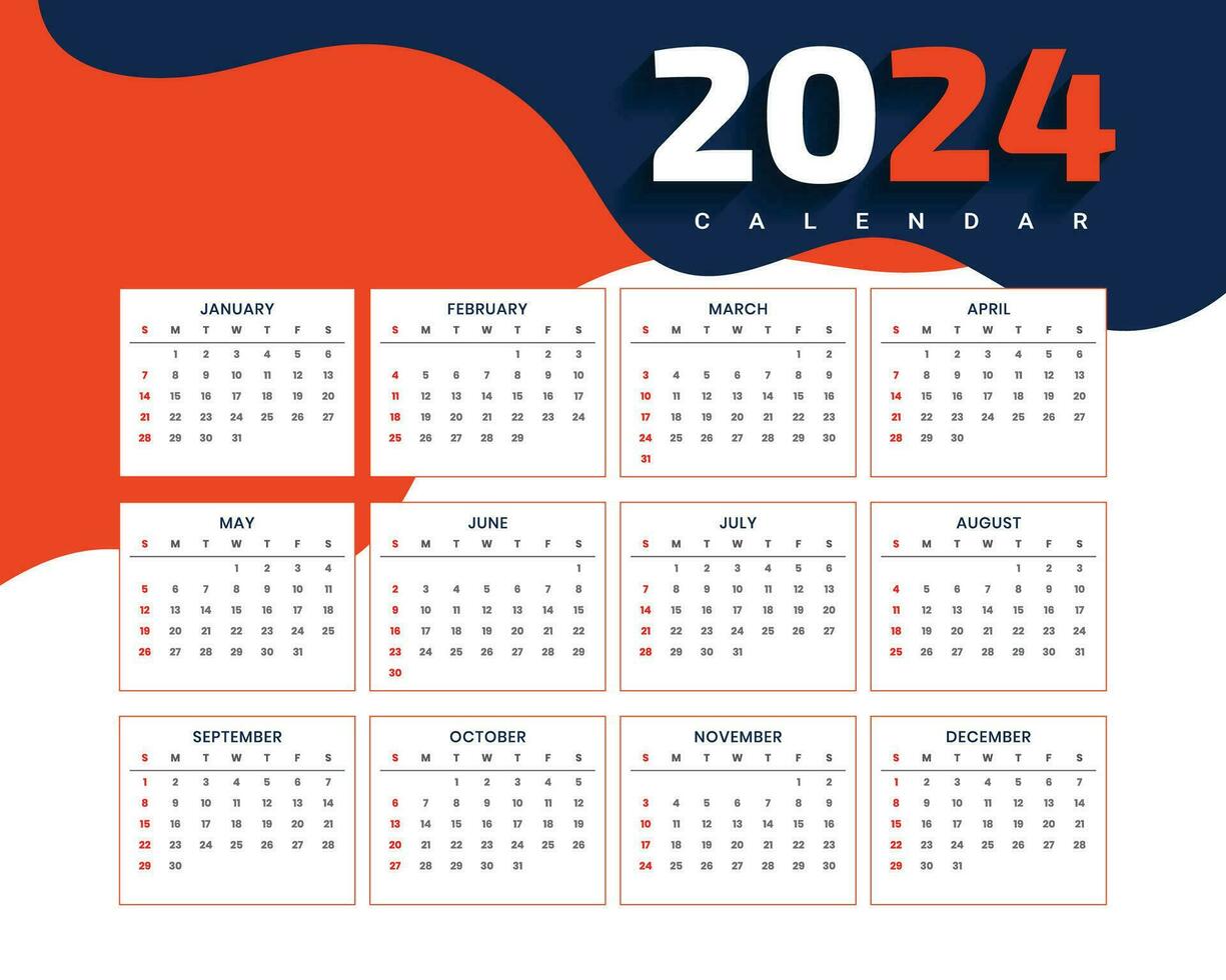 New year 2024 calendar 35598664 Vector Art at Vecteezy