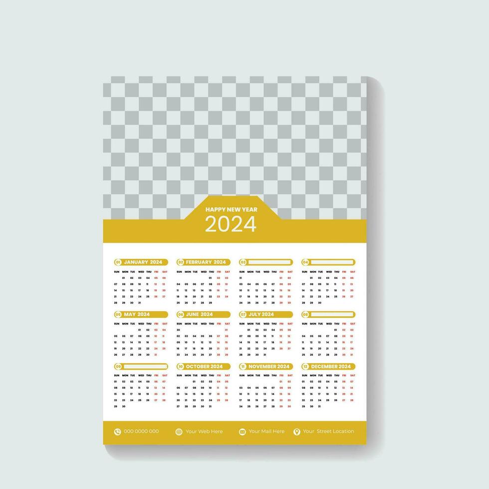 vector 2024 annual planner calendar template schedule events or tasks vector