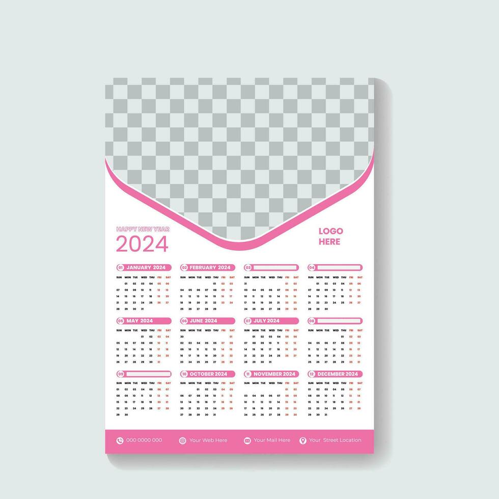 vector 2024 annual planner calendar template schedule events or tasks vector