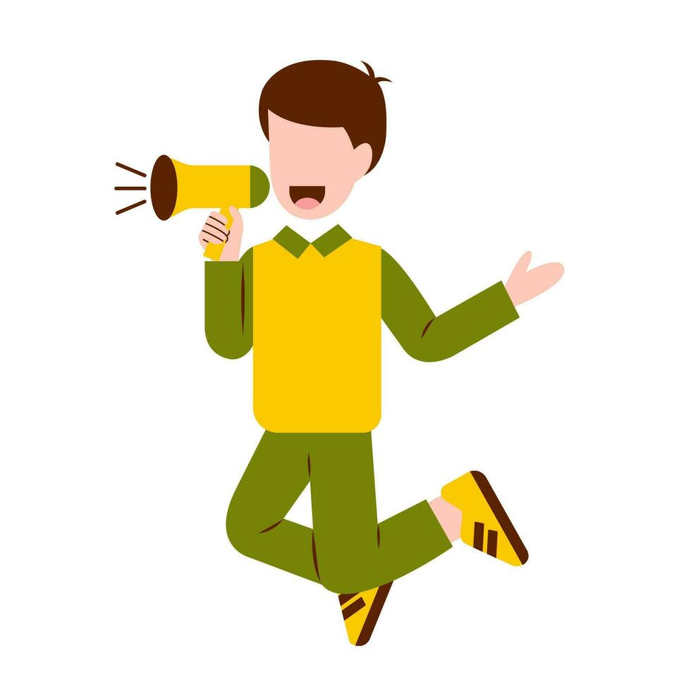 Character Of Boy Holding Megaphone vector