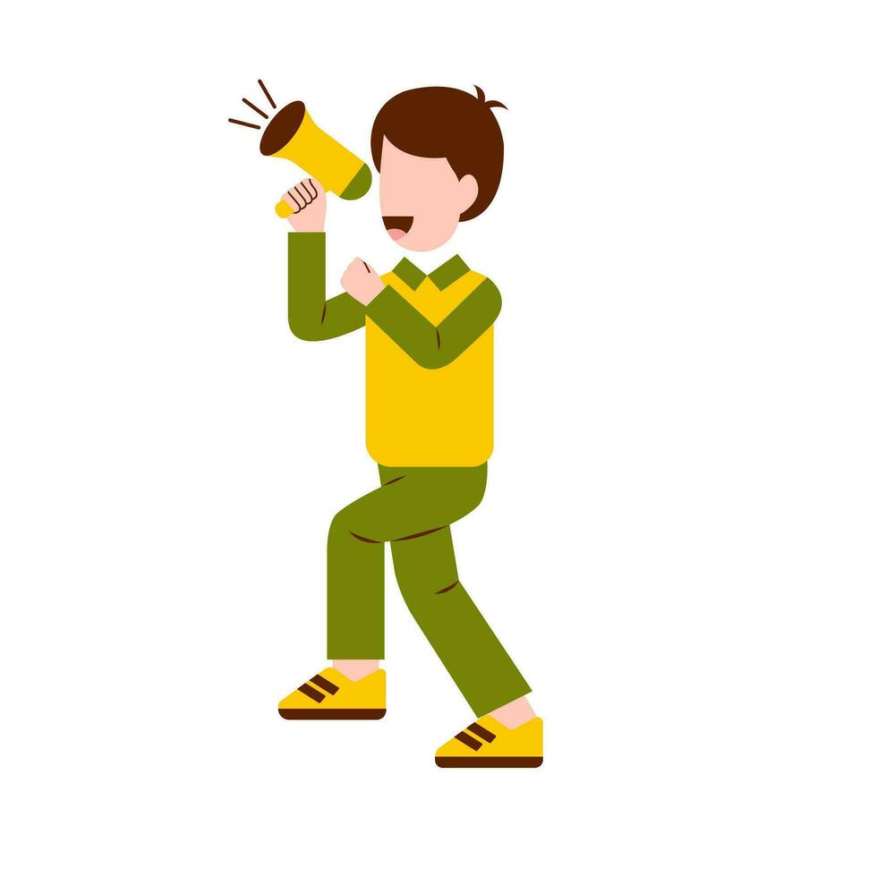 Character Of Boy Holding Megaphone vector