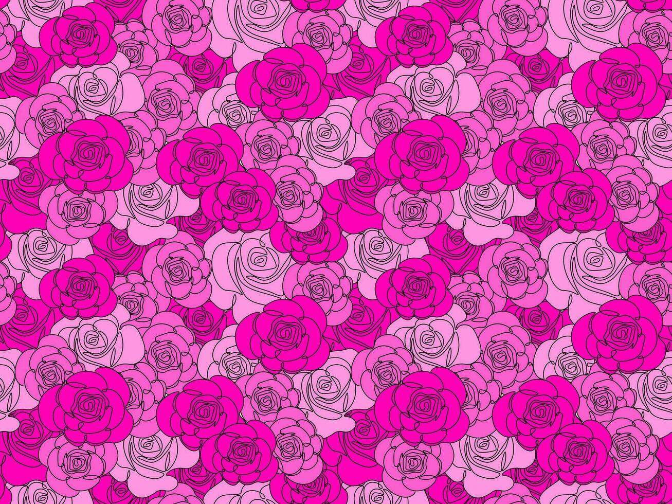 Seamless pattern of pink roses vector