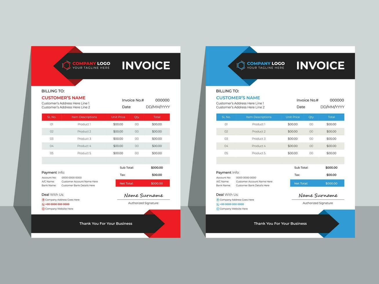 Modern creative business invoice design template vector