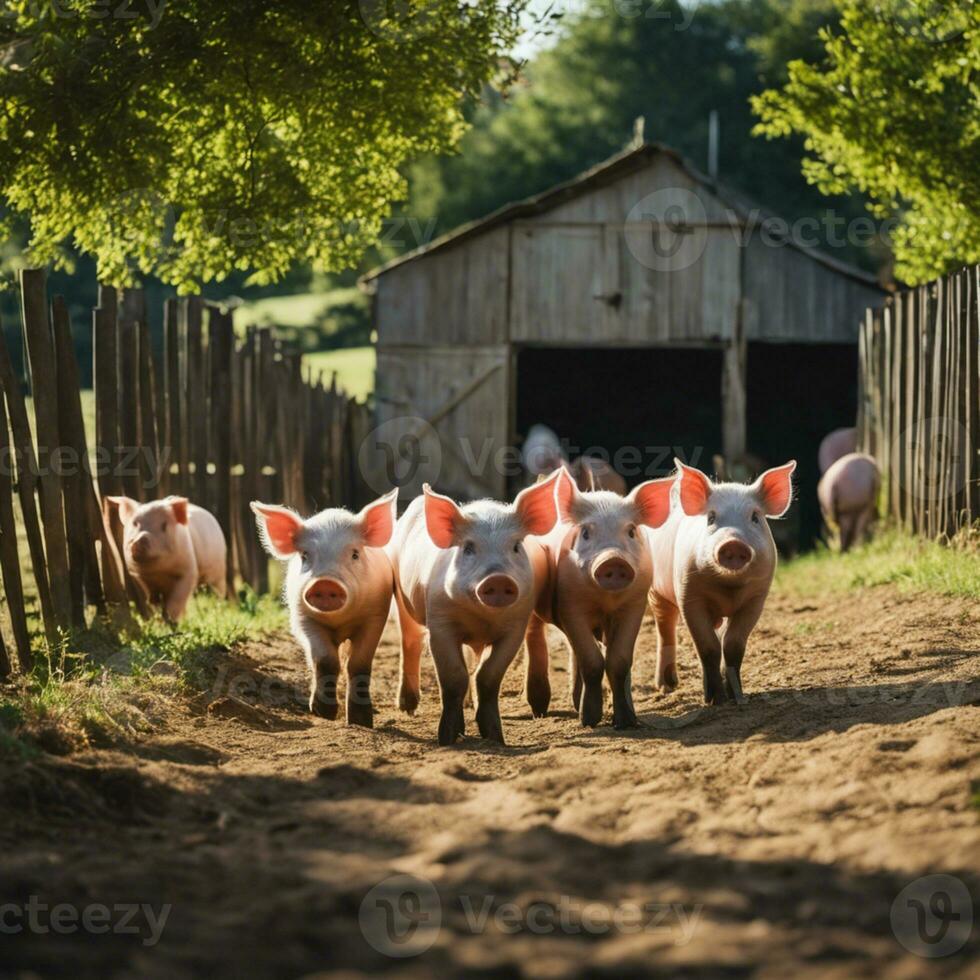AI generated Piggy Paradise A Rustic Tapestry of Farm Life photo
