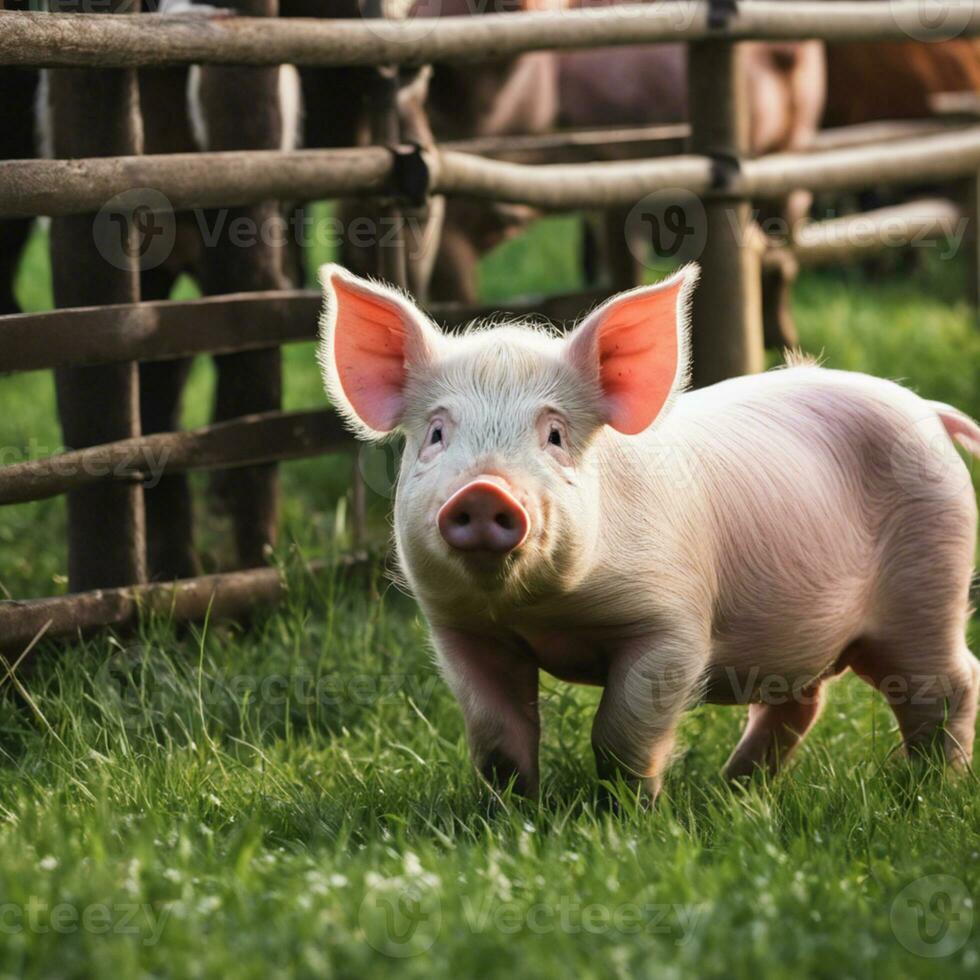 AI generated Piggy Paradise A Rustic Tapestry of Farm Life photo