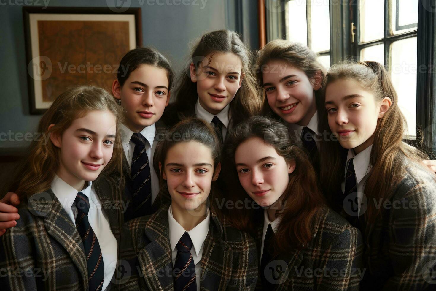 AI generated Uniformed girls group photo