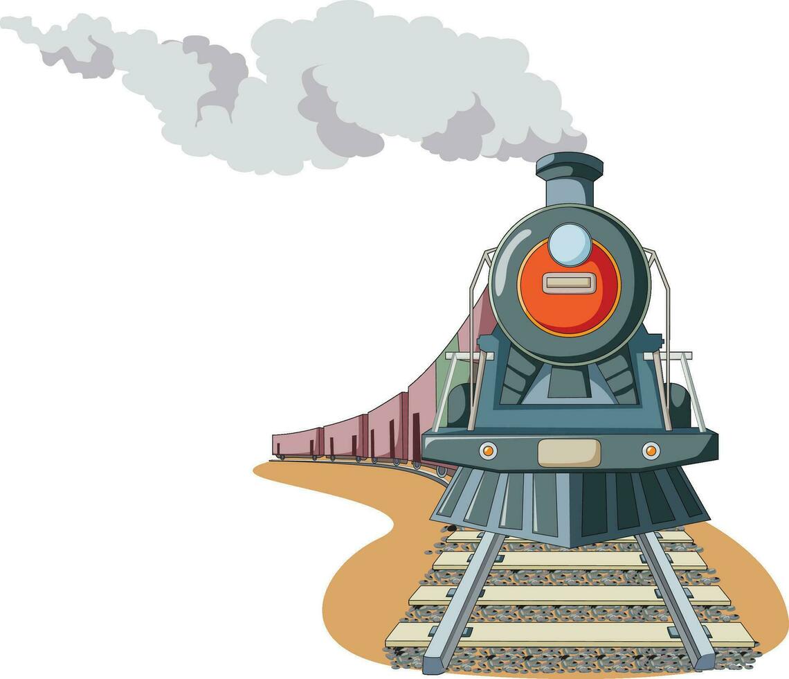 vapor tren en ferrocarril gratis vector