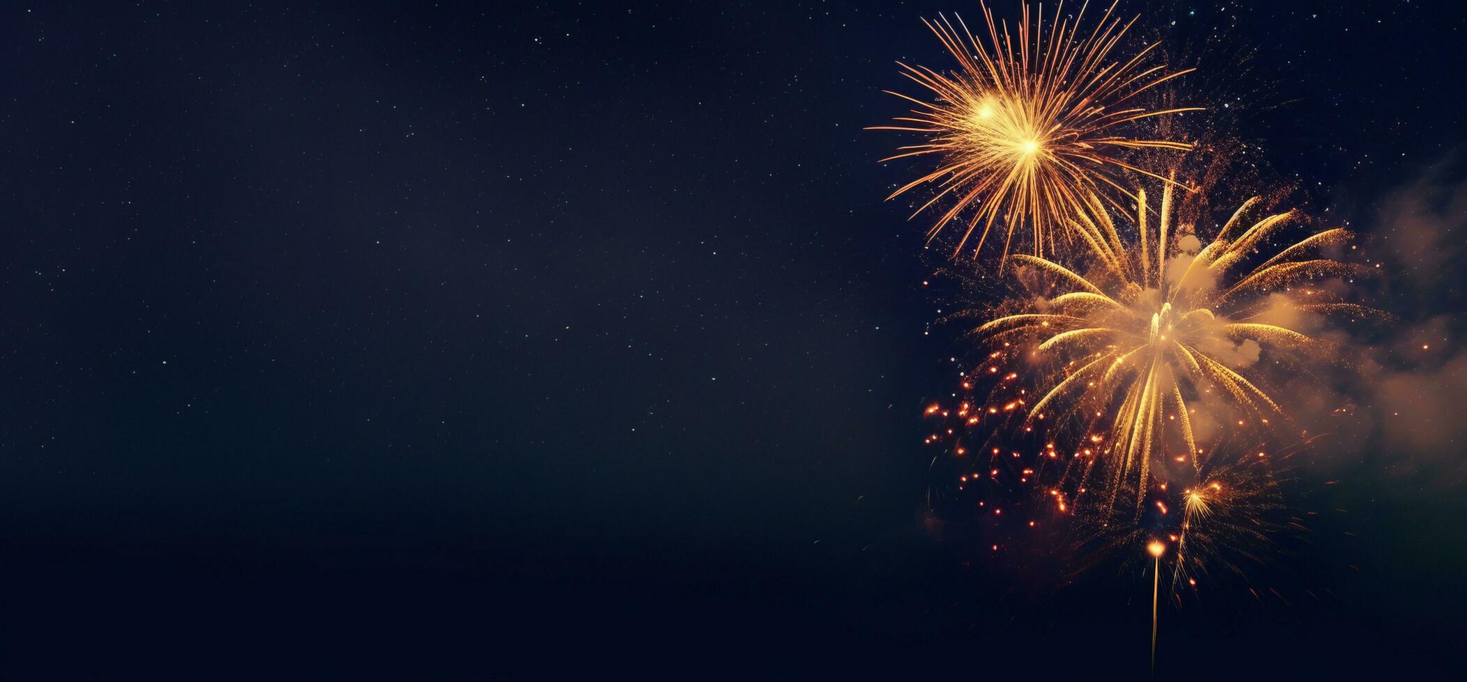 AI generated Fireworks with blur milky way background photo
