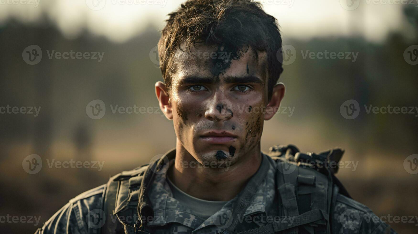 AI generated Portrait of a Soldier in a War photo