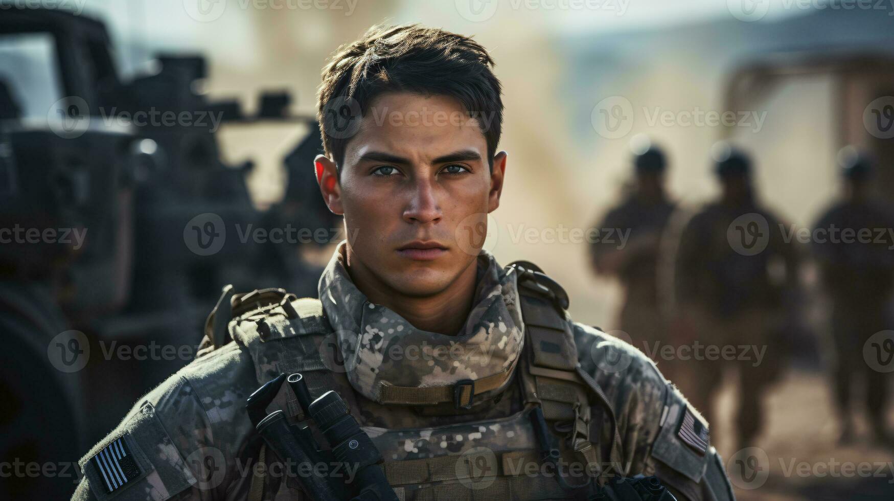 AI generated Portrait of a Soldier in a War photo